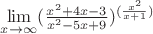 $\lim\limits_{x\to\infty} (\frac{x^2+4x-3}{x^2-5x+9})^{(\frac{x^2}{x+1})}$