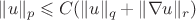 $\|u\|_p \leqslant C(\|u\|_q + \|\nabla u\|_r )$