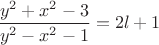 $\dfrac{y^2+x^2-3}{y^2-x^2-1}=2l+1$