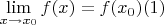$$\lim\limits_{x\to x_0}f(x)=f(x_0) (1)$$