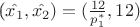 ($\hat{x_1},\hat{x_2})=(\frac{12}{p_1^*},12)$