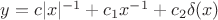 $y =c|x|^{-1}+c_1x^{-1}+c_2 \delta(x)$