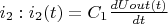 $i_2: i_2(t)=C_1\frac{dUout(t)}{dt}$