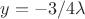 $y=-3/4\lambda$