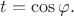 $t= \cos \varphi .$