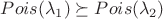 $Pois(\lambda_1)\succeq Pois(\lambda_2)$