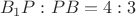 \[B_1 P:PB = 4:3\]