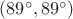 $(89^{\circ}, 89^{\circ})$
