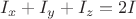 $I_{x}+I_{y}+I_{z}=2I_{цм}$