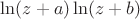 $\ln(z+a)\ln(z+b)$