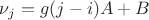 $\nu_j=g(j-i)A+B$