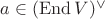$a\in(\operatorname{End}V)^\vee$ $a\in(\operatorname{End}V)^\vee$