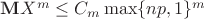 ${\bf M}X^m\le C_m\max\{np,1\}^m$