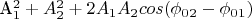 A_1^2 + A_2^2 + 2A_1A_2cos(\phi_0_2 - \phi_0_1)