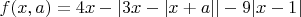 $$ f(x,a)=4x-|3x-|x+a||-9|x-1|$$