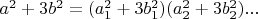 $a^2+3b^2=(a_1^2+3b_1^2)(a_2^2+3b_2^2)...$