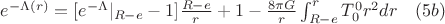 $e^{-\Lambda(r)}=[e^{-\Lambda}|_{R-e}-1]\frac{R-e} {r}+1-\frac{8{\pi}G}{r}\int_{R-e}^rT_{0}^{0}r^2dr\quad(5b)$