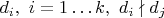 $d_i,\ i=1\ldots k, \ d_i\nmid d_j$
