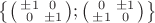 $\left\{ 
\bigl( \begin{smallmatrix}
 \pm 1& 0\\ 0& \pm 1
\end{smallmatrix} \bigr) ;
\bigl( \begin{smallmatrix}
 0&\pm 1\\ \pm 1 &0
\end{smallmatrix} \bigr)
\right\}$