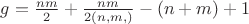 $g=\frac{nm}{2}+\frac{nm}{2(n,m,)}-(n+m)+1$
