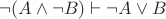 $$\neg (A\wedge \neg B)\vdash \neg A\vee B$$