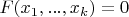 $F(x_1,...,x_k)=0$