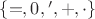 $\{{=},0,{}',{+},{\cdot}\}$