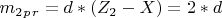 $ m_2_p_r=d*(Z_2-X)=2*d $