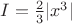 $I=\frac{2}{3} |x^3|$