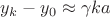 $y_k-y_0 \approx \gamma k a$ $y_k-y_0 \approx \gamma k a$