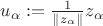 $u_\alpha:=\frac1{\|z_\alpha\|}z_\alpha$