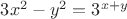 $3x^2-y^2 = 3^{x+y}$
