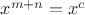 $x^{m+n}=x^c$