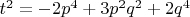 $t^2=-2p^4+3p^2{q^2}+2q^4$