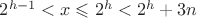 $2^{h-1}<x \leqslant 2^h<2^h+3n$