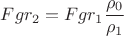 $$Fgr_{2}=Fgr_{1}\frac{\rho_0}{\rho_1}$$
