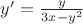 $y^\prime=\frac{y}{3x-y^2}$