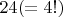 $24 (= 4!)$