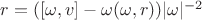 $r = ([\omega,v]-\omega(\omega,r))|\omega|^{-2}$