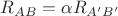 $R_{AB}=\alpha R_{A'B'}$