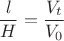 $$\[\frac{l}{H} = \frac{{{V_t}}}{{{V_0}}}\]$$