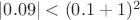 $|0.09| < (0.1+1)^2$