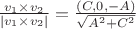 $\frac{v_1 \times v_2}{|v_1 \times v_2|} = \frac{(C, 0, -A)}{\sqrt{A^2 + C^2}}$