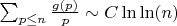 $\sum_{p \leq n} \frac {g(p)}{p} \sim C\ln\ln(n)$