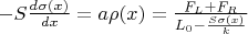 $-S\frac{d\sigma(x)}{dx}=a\rho(x)=\frac{F_L+F_R}{L_0-\frac{S\sigma(x)}{k}}$