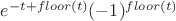 $e^{-t+floor(t)}(-1)^{floor(t)}$ $e^{-t+floor(t)}(-1)^{floor(t)}$