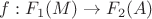 $f:F_1(M)\to F_2(A)$
