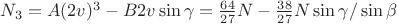 $N_3= A (2v)^3 - B 2 v \sin \gamma=\frac{64}{27}N - \frac{38}{27} N\sin \gamma /\sin \beta$