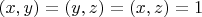 $(x,y)=(y,z)=(x,z)=1$