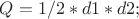 $Q=1/2*d1*d2;$